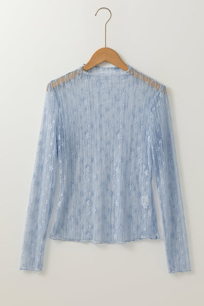 Elegant Women's Sheer Floral Blouse - Lightweight, Feminine Spring/Summer Top with Romantic Style and Perfect Fit