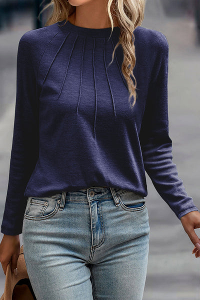 Versatile Women's Solid Long Sleeve Top - Chic and Stylish, Ideal for Casual Everyday Wear in Multiple Colors