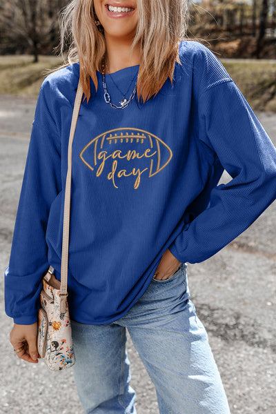 Women's Game Day Corded Ribbed Sweatshirt in Royal Blue