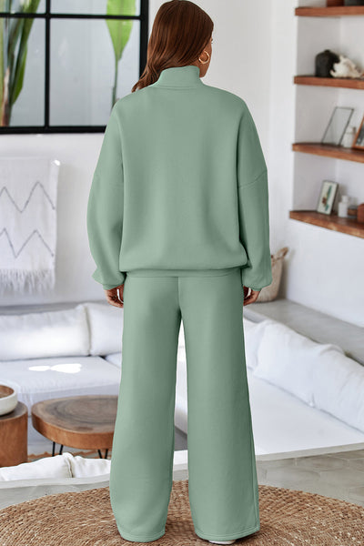 Aqua Women's Stylish Activewear Set: Drop Shoulder Zip-Up Jacket & Comfortable Drawstring Pants in Vibrant Aqua