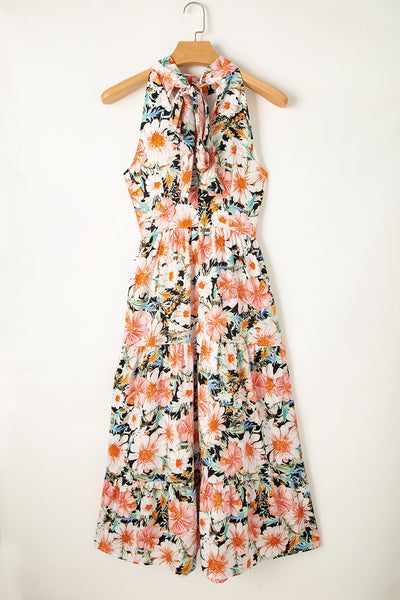 Floral V-Neck Off-Shoulder Short Sleeve Dress
