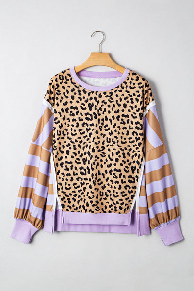 Cozy Women's Patchwork Sweatshirt - Trendy Casual Layering Top in Soft Fabric for Everyday Comfort and Style