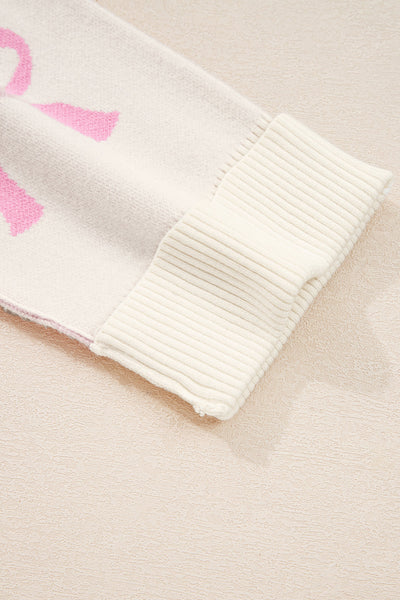 Cozy Pink Bow Sweater for Women - Stylish Knit Top with Feminine Touches for Effortless Casual Chic