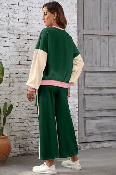 Stylish Women's Color Block Pant Set - Comfortable Casual Outfit for Everyday Wear and Relaxed Outings