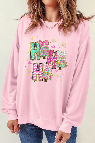 Women's Ho Ho Ho Pastel Christmas Graphic Sweatshirt
