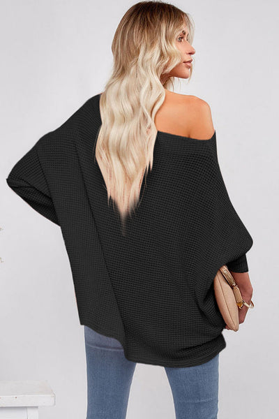 Soft Beige Waffle Knit Blouse for Women - Relaxed Fit Long Sleeve Top for Effortless Comfort and Style