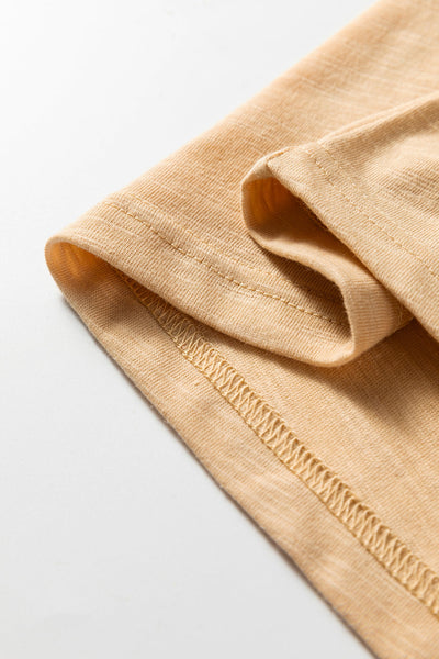 Women's Light French Beige Long Sleeve V-Neck Henley Blouse