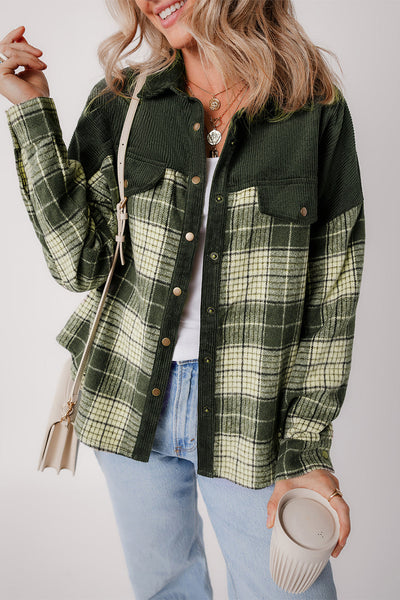 Casual Plaid Corduroy Jacket