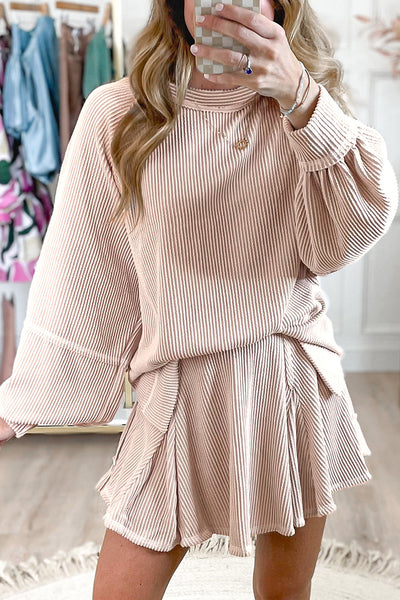 Stylish Women's Soft Ribbed 2-Piece Outfit Set - Comfortable Casual Top and Pants for Trendy Everyday Wear