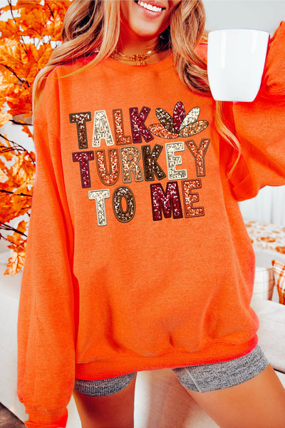 Women's Talk Turkey to Me Graphic Sweatshirt in Burnt Orange
