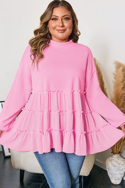 Plus Size Women's Soft Fabric Long Sleeve Casual Top - Comfy Everyday Wear with Flattering Fit and Versatile Style