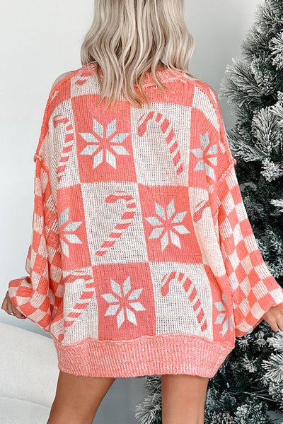 Festive Women's Cozy Red Christmas Sweater - Relaxed Fit Holiday Knitwear with Fun Seasonal Designs