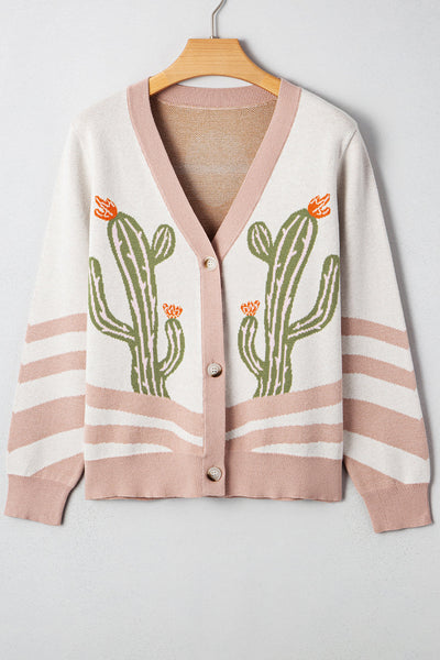 Boho Chic Women's Western Cardigan - Cozy Long Sleeve Knit in Earthy Tones, Ideal for Layering and Fall Fashion