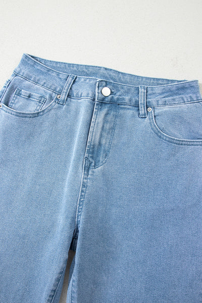 High-Waisted Wide Leg Jeans for Women - Relaxed Fit Classic Blue Denim, Trendy Casual Style for Everyday Fashion