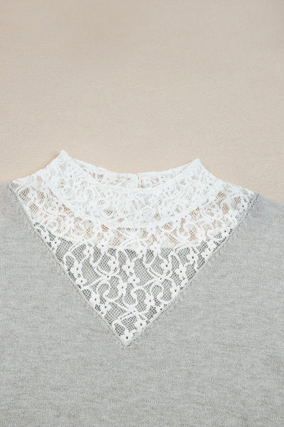 Cozy Women's Pastel Lace Patchwork Sweater - Chic Casual Style for Effortless Everyday Elegance