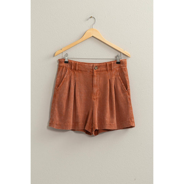 Mineral Washed Linen Shorts