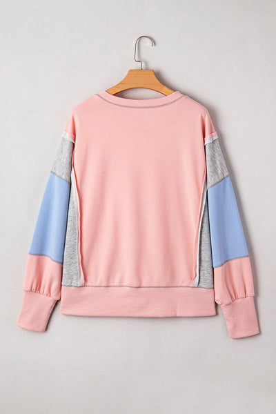 Cozy Women's Color Block Pullover Sweatshirt - Stylish and Trendy Casual Wear in Comfortable Fabrics