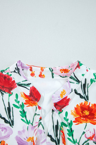 Women's Floral Ricrac Trim Mini Dress with Puff Sleeves