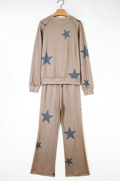 Cozy Women's Soft Cotton Star Print Lounge Set - Stylish Two-Piece Outfit for Relaxation and Home Comfort