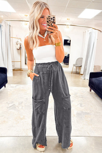 Women's Soft Mineral Washed Relaxed Fit Pants - Chic, Versatile Style for Everyday Comfort in Trendy Colors
