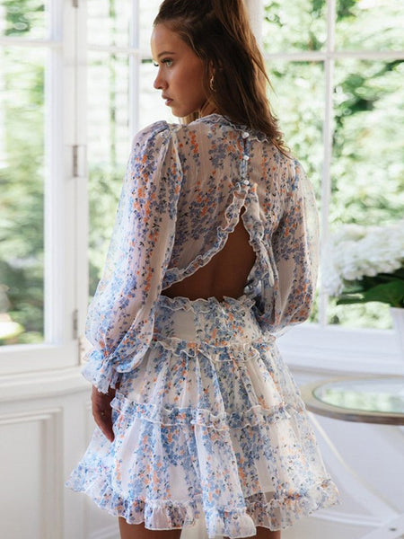 Women's Lapel Striped Print Belted Long Sleeve Dress