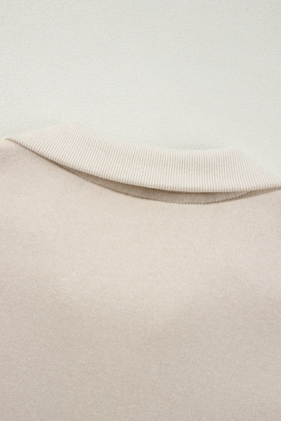 Beige Women's Activewear Set: Stylish Drop Shoulder Zip-Up Jacket & Drawstring Pants for Comfort and Performance