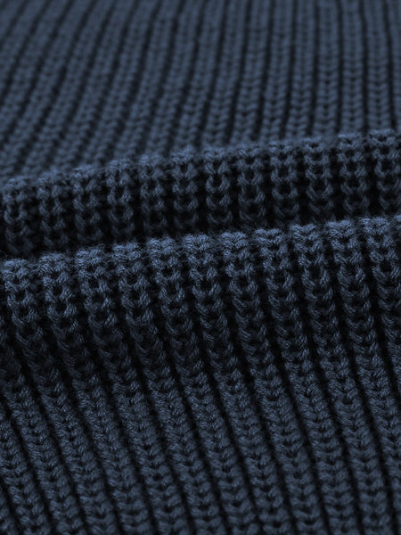Elegant Navy Cold Shoulder Knit Sweater