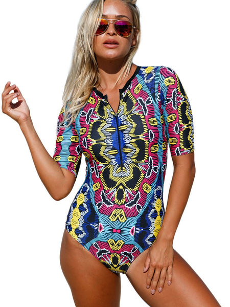 Beachwear One-Piece Swimsuit with Vibrant Colors