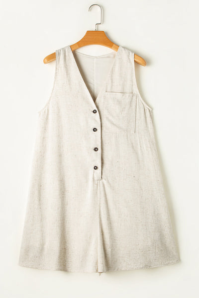 Women's Linen-Blend Button-Front Romper in Jumpsuits & Rompers