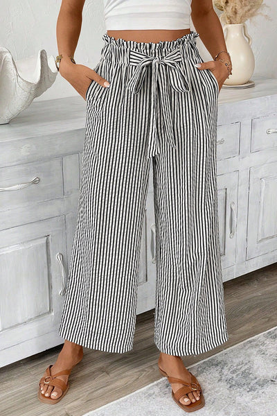 Trendy Women's Striped Wide-Leg Pants - Comfortable Chic Fit for Casual and Stylish Everyday Wear