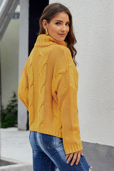 Women's Honey Cable Knit Cowl Neck Sweater in Coats with versatile layering silhouettes