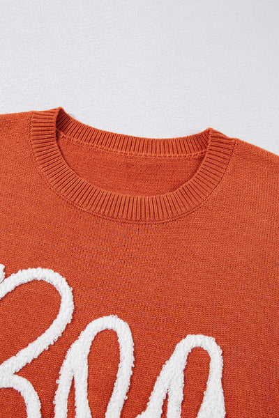 Cozy Women's Orange Knitted Sweater with Ribbed Edges & Drop Shoulder - Stylish Layering Essential for Fall