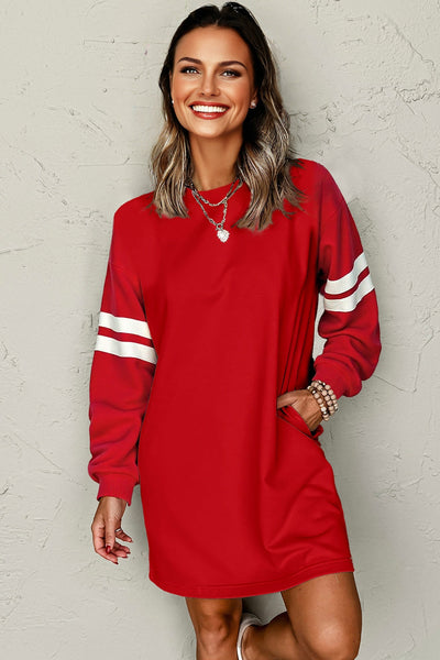 Cozy Cotton Blend Women's Varsity Sweatshirt Dress Trendy Casual Fit for Everyday Style in Chic Colors