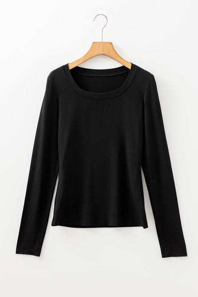 Stylish Women's Black Long Sleeve Top - Comfortable Fit for Everyday Style and Versatile Layering Options