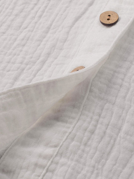 Cotton Linen Button Sleeve Blouse with Balloon Sleeves