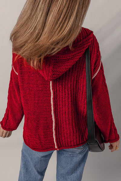 Women's Soft Knit Hooded Sweater - Cozy Casual Fit, Stylish Design for Effortless Fall and Winter Looks