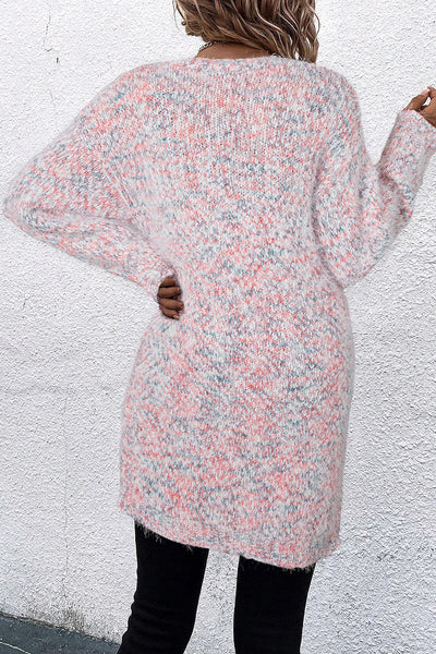Cozy Women's Multicolor Pink Confetti Open Front Knit Cardigan - Stylish Layer for Casual Looks and Everyday Comfort
