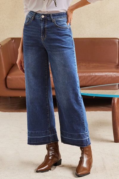 Light Blue Women's Cropped Loose-Fit Jeans - Trendy Casual Bottoms for Comfortable, Effortless Style