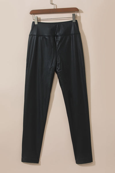 Stylish Women's Black Faux Leather Skinny Leggings for a Sleek Fit - Ideal for Casual Outings or Night Out Elegance