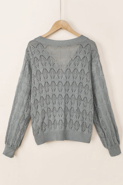 Cozy Women's Gray Crochet Cardigan Sweater - Chic Open Front Knit Layer for Stylish Fall Layering