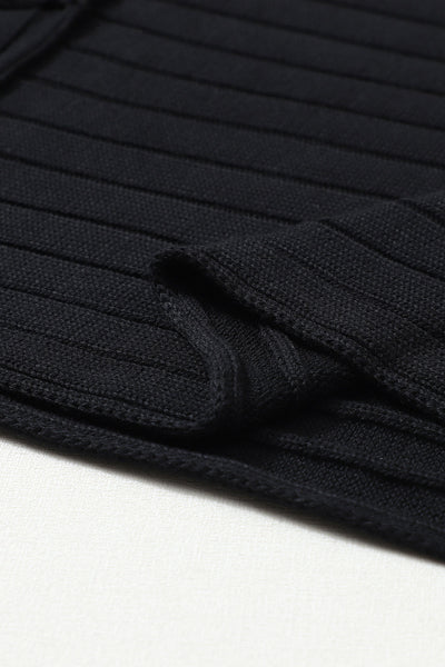 Stylish Women's Black Ribbed Dolman Top with Exposed Seams - Comfortable Everyday Wear for Effortless Chic