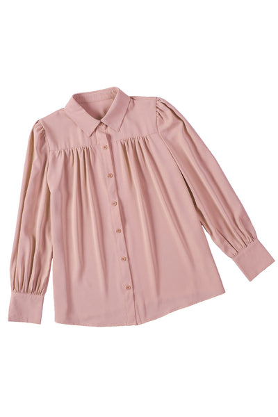 Women's Solid Long-sleeved Lapel Shirt in Blouses & Shirts