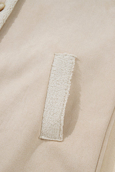 Cozy Women's Parchment Suede Sherpa-Lined Western Jacket - Relaxed Fit for Effortless Style and Warmth
