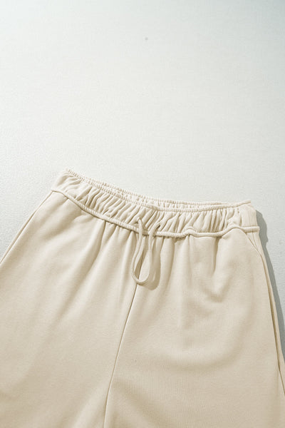 Women's Apricot Wide Leg Casual Pants with Drawstring Waist for Effortless Comfort and Everyday Style