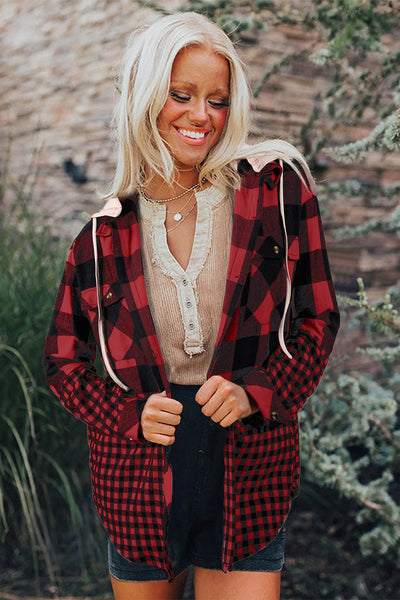 Cozy Oversized Women's Plaid Shacket - Casual Flannel Jacket in Autumn Hues for Effortless Chic Style