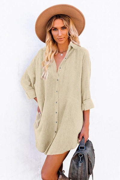 Dusty Rose Corduroy Mini Dress for Women - Chic, Comfortable Style for Effortless Casual Elegance