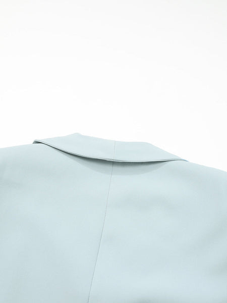 Sky Blue Plus Size Soft Lightweight Pocketed Lapel Blazer