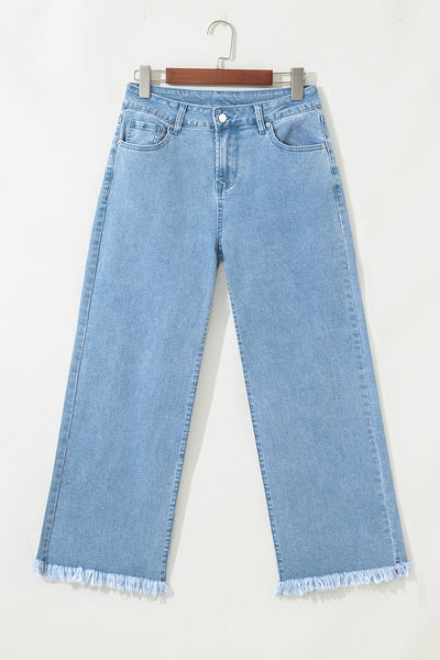 High-Waisted Wide Leg Jeans for Women - Relaxed Fit Classic Blue Denim, Trendy Casual Style for Everyday Fashion