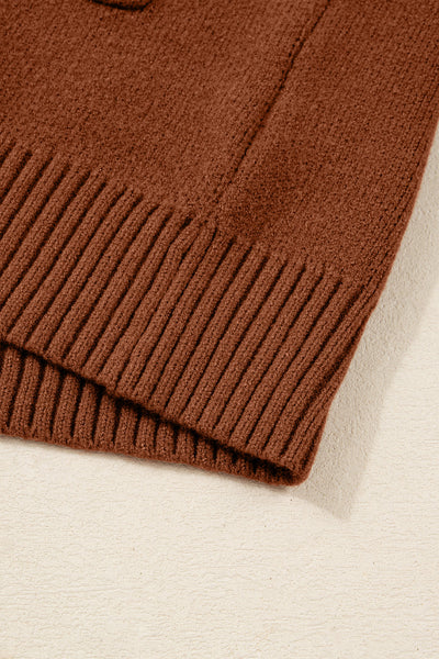 Women's Cozy Chestnut Ribbed High Neck Shift Dress with Pockets - Perfect Fall Fashion for Effortless Style