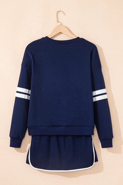 Chic Women's Varsity Sweatshirt and Skirt Set in Cozy Fit - Ideal for Casual Outings and Sporty Styles